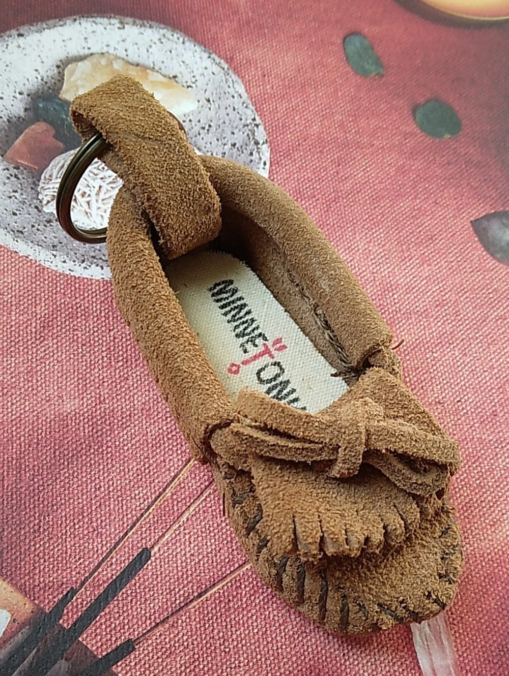 Minnetonka Brown Suede Moccasin Keychain